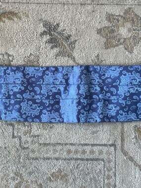 Ludwig Beck am Rathauseck Pure Silk Blue Paisley Pleated Cummerbund